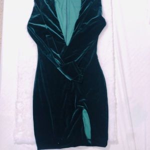 LUX LA green velvet mini dress